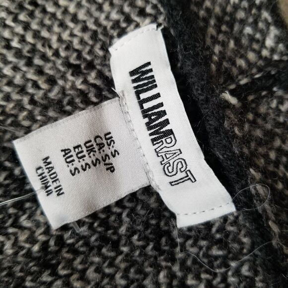 WilliamRast Black Cream Plaid Long Cardigan Sweater Small Academia Geek Cozy New - Picture 4 of 10